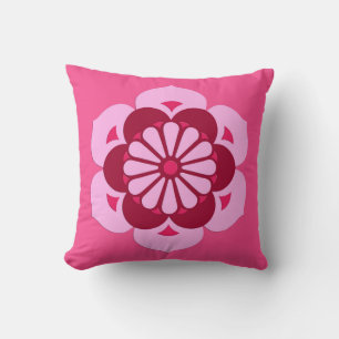 Lotus Flower Mandala, Fuchsia Pink en Burgundy Kussen