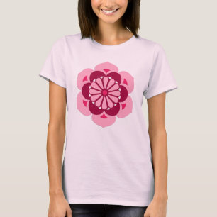 Lotus Flower Mandala, Fuchsia Pink en Burgundy T-shirt