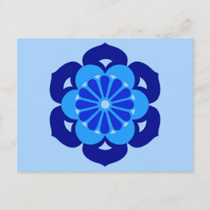 Lotus Flower Mandala, Indigo and Light Blue Briefkaart