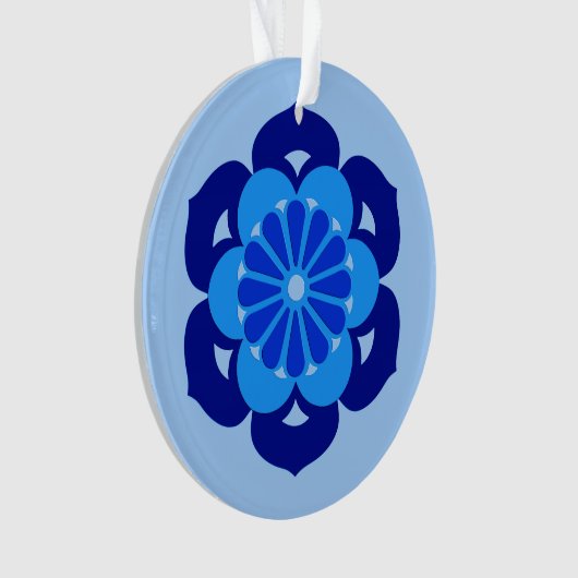 Lotus Flower Mandala, Indigo and Light Blue Ornament (voorkant)