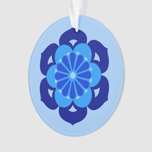 Lotus Flower Mandala, Indigo and Light Blue Ornament (voorkant)