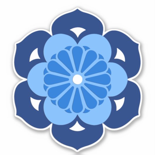 Lotus Flower Mandala, Indigo and Light Blue Sticker (Voorkant)