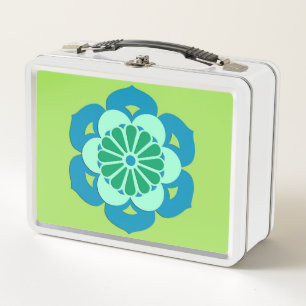 Lotus Flower Mandala, Lime Green en Light Blue