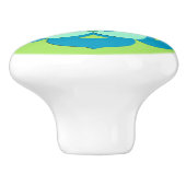 Lotus Flower Mandala, Lime Green en Light Blue Keramische Knop (Zijkant)