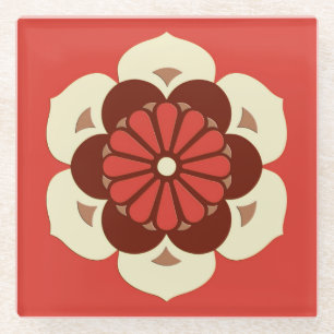 Lotus Flower Mandala, Mandarijns Oranje Glazen Onderzetter