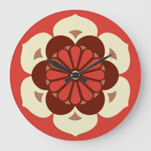 Lotus Flower Mandala, Mandarijns Oranje Grote Klok