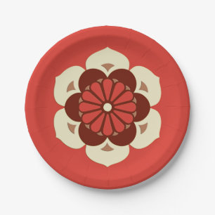 Lotus Flower Mandala, Mandarijns Oranje Papieren Bordje