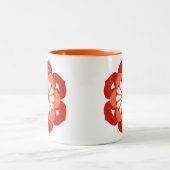 Lotus Flower Mandala, Mandarijns Oranje Tweekleurige Koffiemok (Center)