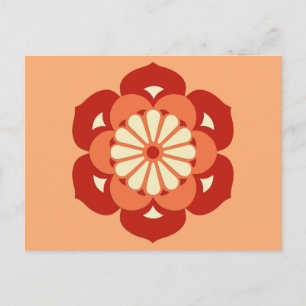 Lotus Flower Mandala, Pastel Oranje and Mandarin Briefkaart