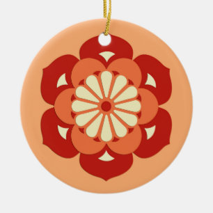 Lotus Flower Mandala, Pastel Oranje and Mandarin Keramisch Ornament