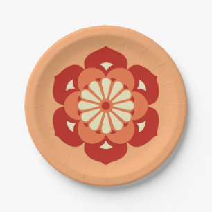 Lotus Flower Mandala, Pastel Oranje and Mandarin Papieren Bordje
