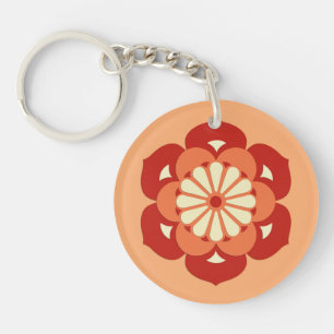 Lotus Flower Mandala, Pastel Oranje and Mandarin Sleutelhanger