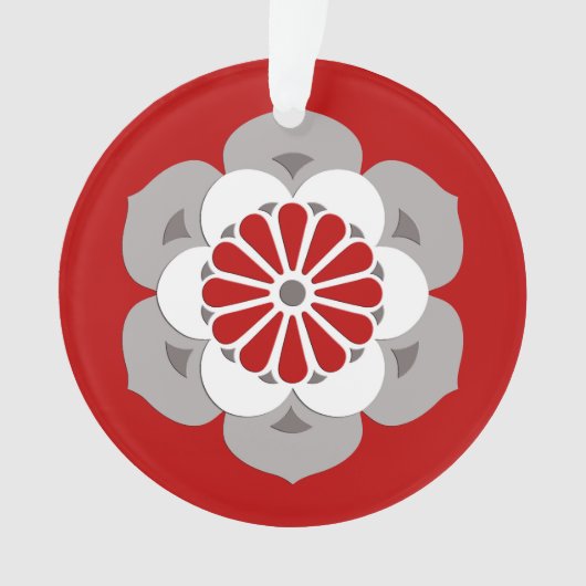 Lotus Flower Mandala, rouge foncé, gris et blanc (devant)