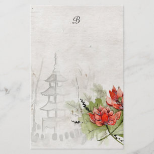 Lotus Flower met Monogram Briefpapier