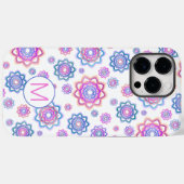 Lotus Flower Monogram Simple Pink Pastel Green Case-Mate iPhone Case (Achterkant (horizontaal))