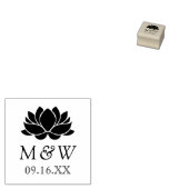Lotus Flower Monogram Wedding Rubberstempel (Gestempeld)