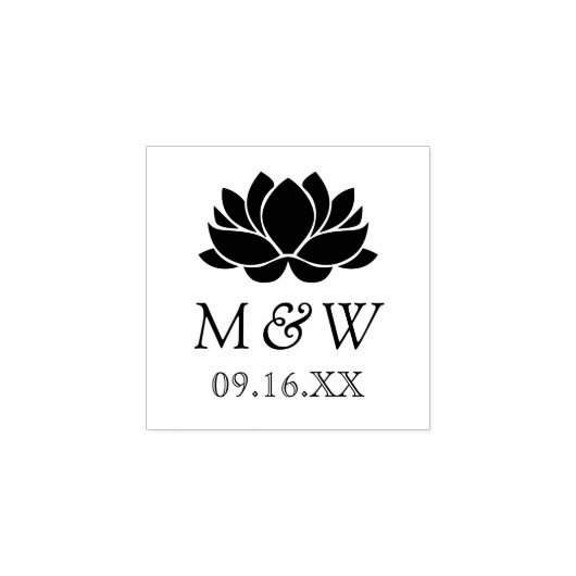 Lotus Flower Monogram Wedding Rubberstempel (Afrduk)