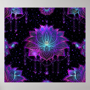  Lotus Flower naadloos symbool Poster