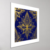 Lotus Flower on Blue Gold Foil Art Print (Laagn)
