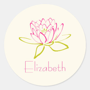 Lotus Flower personaliseren / Water Lily Illustrat Ronde Sticker