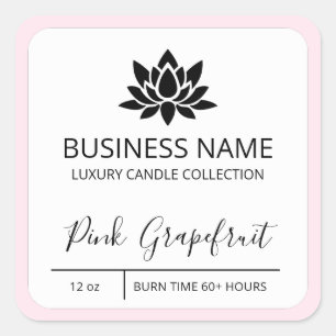 Lotus Flower Pink Border Soy Candle Product Labels