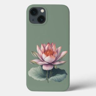 Lotus Flower Pink Waterverf iPhone 13 Hoesje