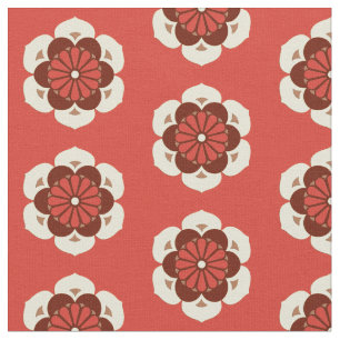 Lotus Flower Print, Mandarin Oranje Stof