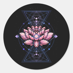 Lotus Flower Sacred Geometry Yoga Meditation Spiri Ronde Sticker