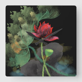 Lotus Flower Wall Clock Vierkante Klok