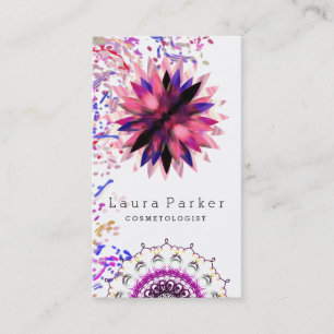 Lotus Flower Waterverf Mandala Yoga Holistic Spa Visitekaartje