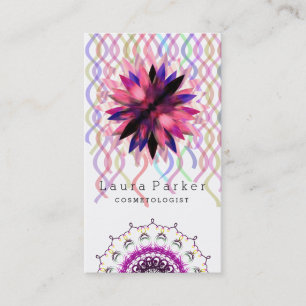 Lotus Flower Waterverf Mandala Yoga Holistic Spa Visitekaartje