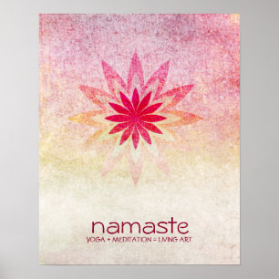 Lotus Flower Waterverf Namaste Yoga Meditation Poster