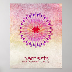 Lotus Flower Waterverf Namaste Yoga Meditation Poster