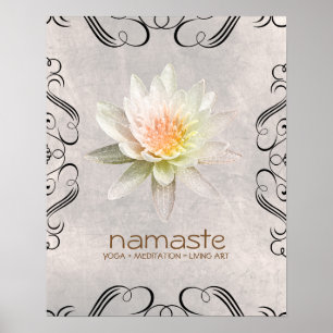 Lotus Flower Waterverf Namaste Yoga Meditation Poster
