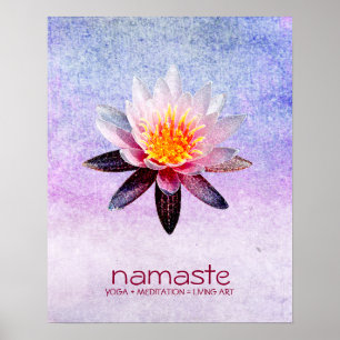 Lotus Flower Waterverf Namaste Yoga Meditation Poster