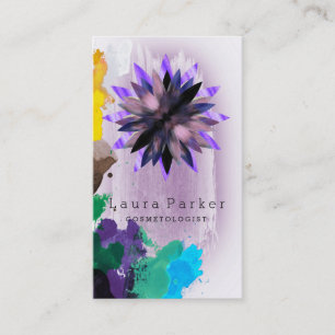 Lotus Flower Waterverf Splatter Yoga Holistic Spa Visitekaartje