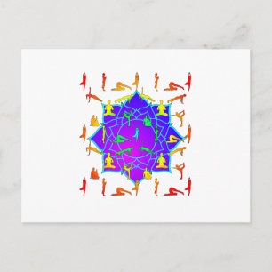 Lotus Flower with Yoga Poses Briefkaart