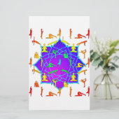 Lotus Flower with Yoga Poses Briefpapier (Staand voorkant)