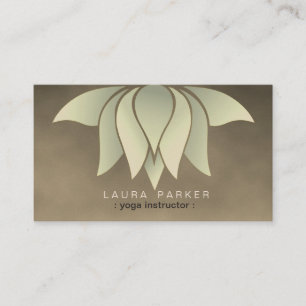 Lotus Flower Yoga Instructor Green Gold Meditation Visitekaartje