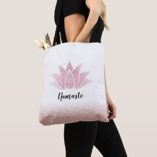 Lotus Flower Yoga Namaste Roos Gold Glitter Draagtas