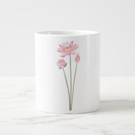 Lotus Flowers Botanical Illustration Coffee Mug Extra Grote Beker