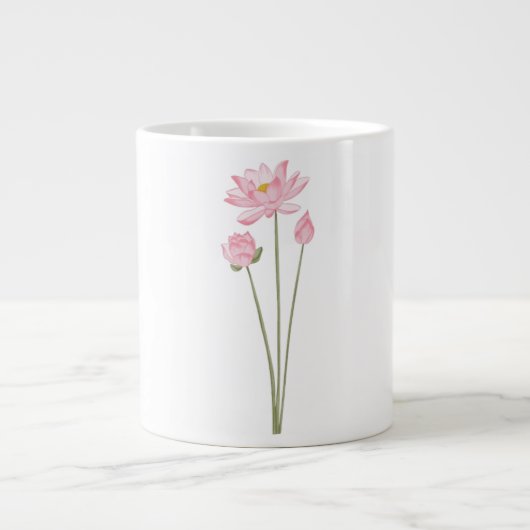 Lotus Flowers Botanical Illustration Coffee Mug Extra Grote Beker (Voorkant)