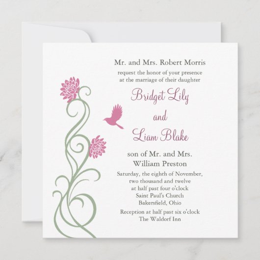 Lotus Flowers Faire-part de mariage (blanc) (Devant)