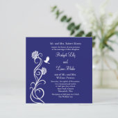 Lotus Flowers Faire-part de mariage (indigo) (Debout devant)