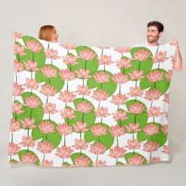 Lotus Flowers Fleece Blanket
