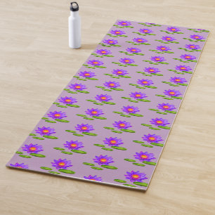 Lotus Flowers & Lily Pads op Violet Yogamat