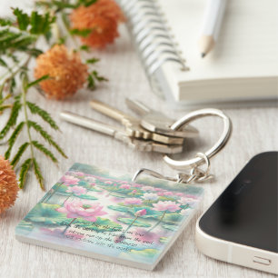 Lotus Flowers & Quote Sleutelhanger