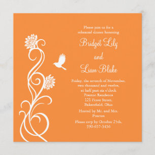 Lotus Flowers Rehearsal Dinner (helder sinaasappel Kaart