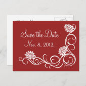 Lotus Flowers Save the Date Briefkaart (red) (Voorkant / Achterkant)