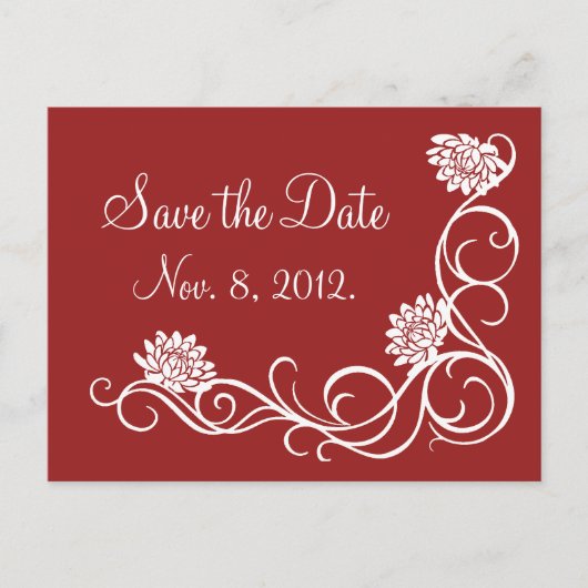Lotus Flowers Save the Date Briefkaart (red) (Voorkant)